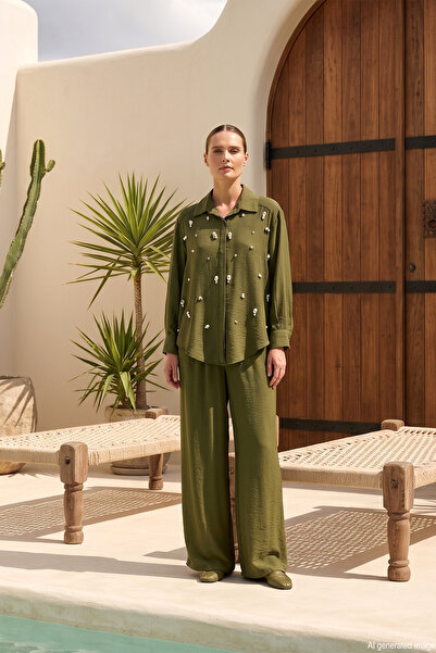 Missemramiss Marina Set with Shirt and Shell Trousers 5126 Khaki