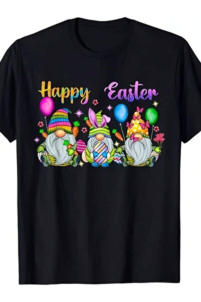 2BIR Happy Easter Witch Lady T-Shirt, Bunny Goblin/Easter Egg Hunt Pattern T-...