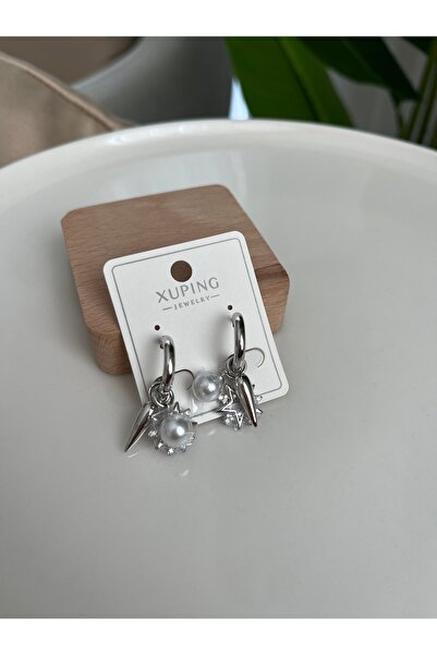 XUPING JEWELRY Yıldız inci çivi detay xuping gümüş renk küpe