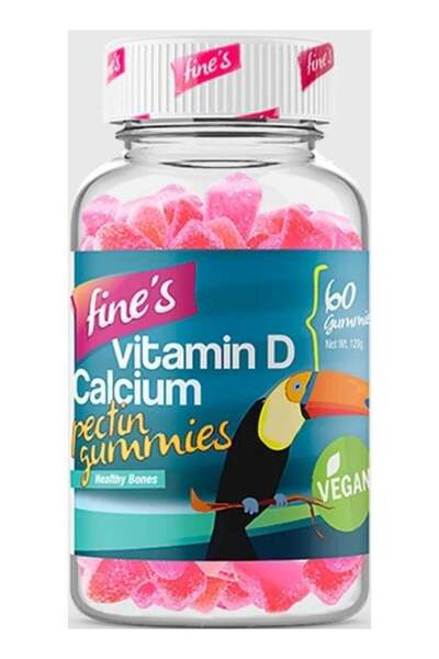 Fine's Vitamin D + Calcium Pectin Gummies, Vegan, 60 Count