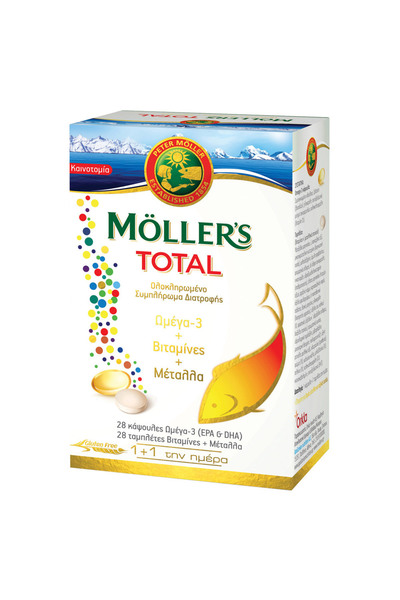 Möller's Μόλερ Ολικά Ωμέγα 3 Βιταμίνες & Μέταλλα 28 κάψουλες + 28 ταμπλέτες