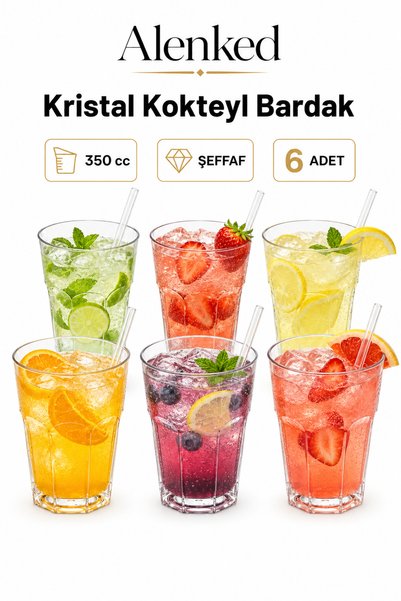 alenked Kokteyl Bardağı Krisatal 350cc Şeffaf 6'lı