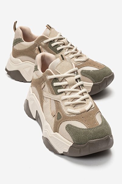 LuviShoes Lecce Green Mink Suede Multi Women's Sports Sneakers