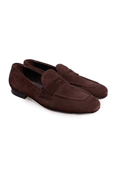 FRANCO CALVANI Brown Laceless Genuine Suede Leather Men's Shoes
