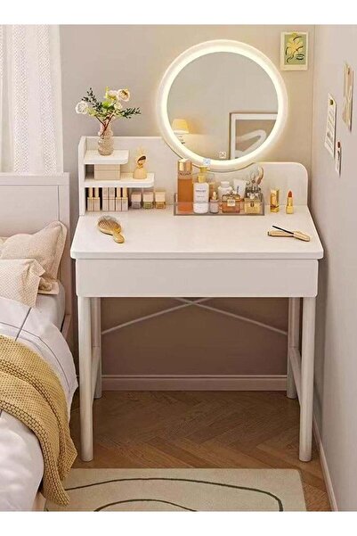 Generic Dressing Table Modern Vanity Table Makeup Cabinet with LED Makeup Mir...