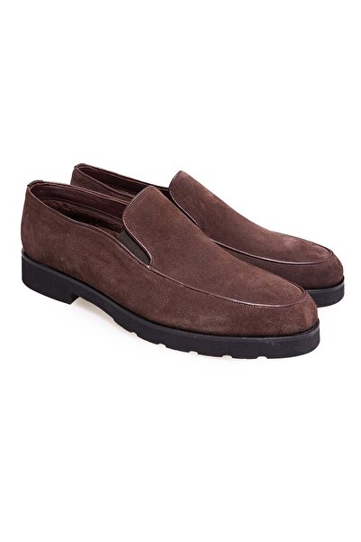 FRANCO CALVANI Brown Laceless Genuine Leather Men's Shoes