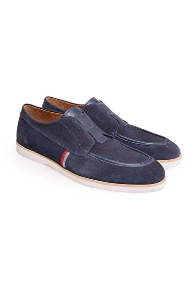 FRANCO CALVANI Dark Blue Color Laceless Genuine Leather Men's Shoes