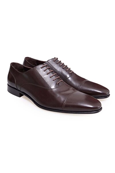 FRANCO CALVANI Brown Lace-Up Genuine Leather Men's Shoes