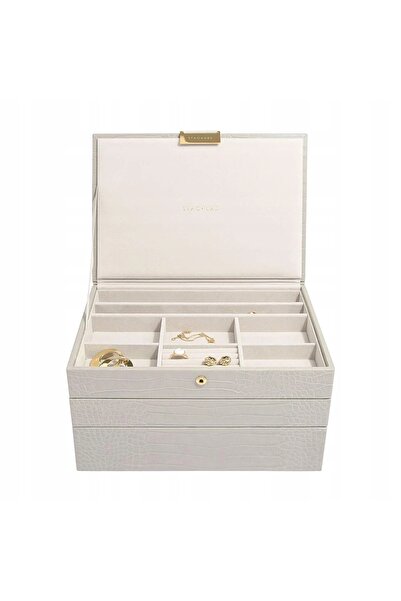 STACKERS Cutie de bijuterii, triplă (gri) Putty Croc Classic