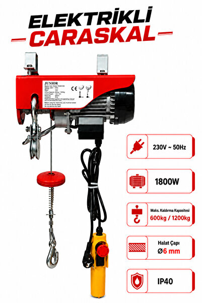 Badem10 Junior PA1200 Elektrikli Vinç Caraskal 600/1200 Kg 20 Metre Halatlı K...