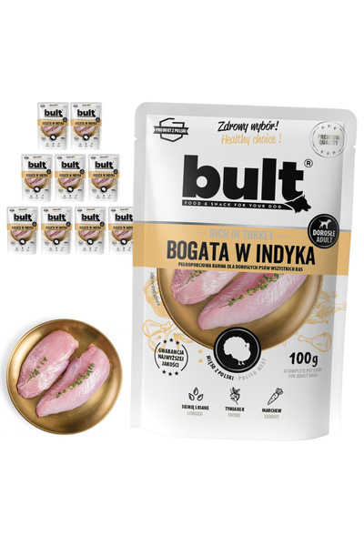 Bult Hrană umedă completă pentru câini, bogată în curcan, plic 10x100g