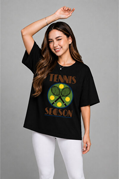 VODEXA Unisex Oversize Tennis Printed T-Shirt 100% Cotton Tennis Themed Comfo...