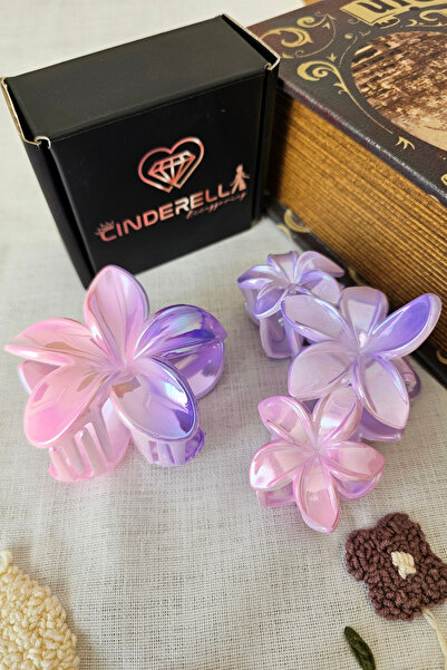 Cinderella Set of 2 Pearlescent Lilac Purple Floral Lotus Hair Clips - Beach ...