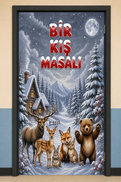 PROMISEBACKDROP2 190X75Cm Elastic School Classroom Door Drape, a Winter Tale,...
