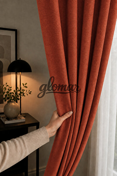 GLOMAR Tile Linen Background Curtain, Flat Stitching, No Pleats, Extrafoam, R...