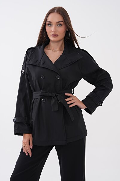 ŞİMAL Women's Buttoned Collar, Button Closure, Lined, Belted Trench Coat 2651...