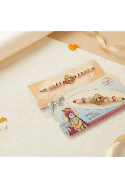 Generic Designer Pearl Rakhi Set for Brother – Pack of 2 | Traditional Raksha...