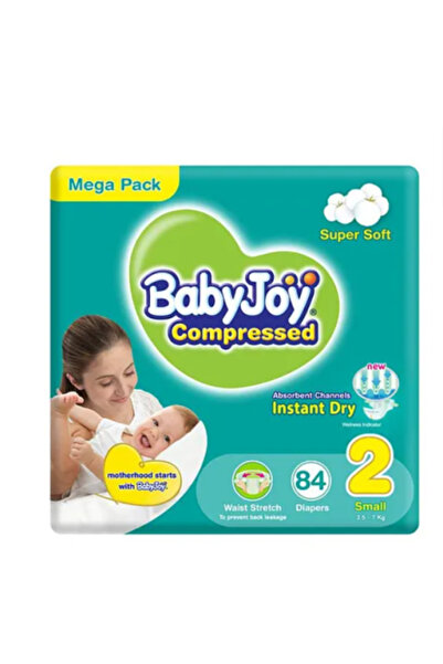 Baby Joy حفاضات مضغوطة بحشوة ماسية، مقاس صغير 2 - 84 قطعة