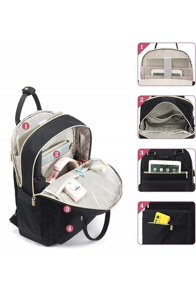 NO BRAND Rucsac LOVEVOOK negru de damă pentru laptop 15.6'' USB, cu fermoare ...