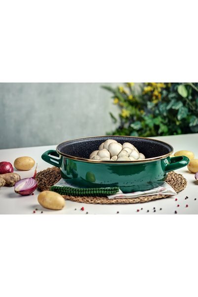 NO BRAND Oală joasă 26 cm Metalac Granit Verde pentru inducție antiaderentă