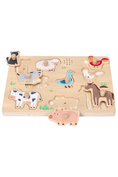 adam toys Puzzle din lemn cu sunete muzicale, tematică fermă, pentru copii de...