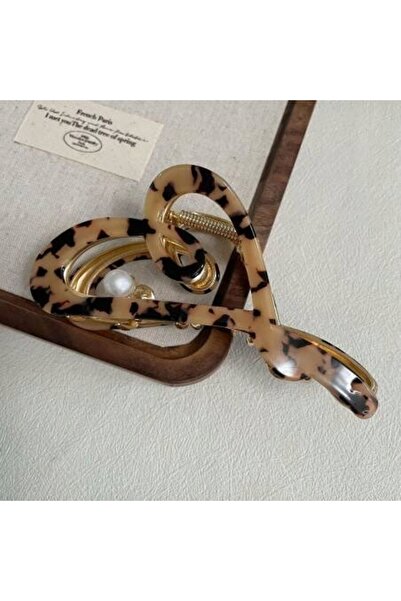 NO BRAND Clamă de păr, clamă metalică cu perle leopard XL 12x6,5cm SP342PA