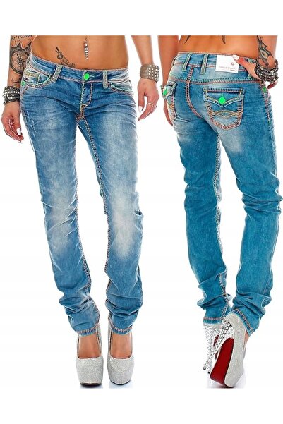 NO BRAND CIPO&BAXX Blugi de damă cu fire colorate, mărimea W26 L32