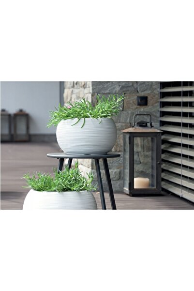 Prosperplast Furu Bowl 40 cm ghiveci decorativ alb cu inserție rotundă