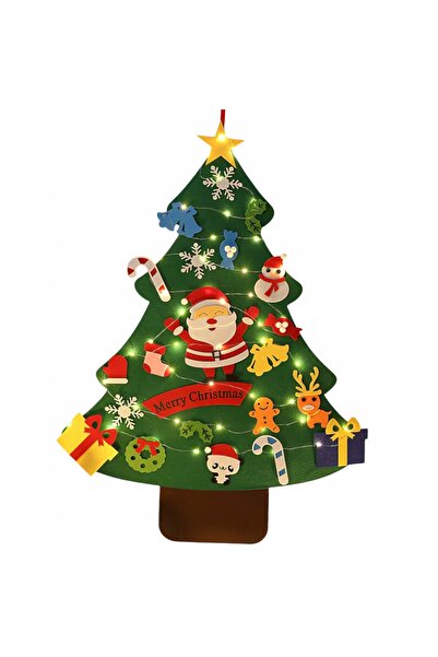 NO BRAND Ornament decorativ LED tip covoraș din pâslă în formă de brad de Cră...