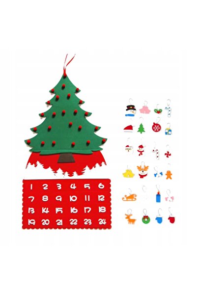 Luxma Brad de Crăciun din pâslă, covoraș calendar de Advent, decorațiune pent...