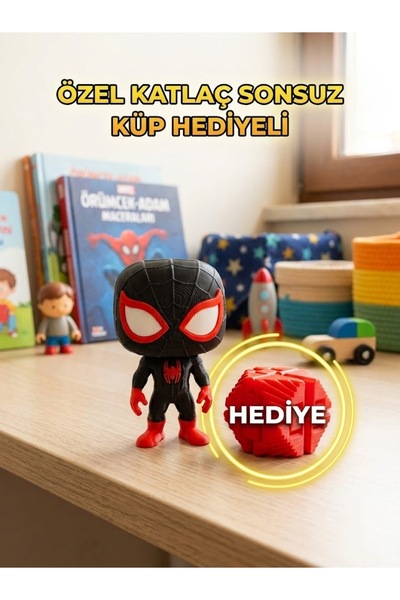 Siyah Örümcek Adam Figürü (9cm) | Pop Stil | Yüksek Kalite 3D Baskı | Katlaç Sonsuz Küp Hediye