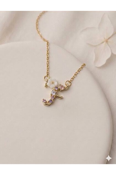 Glamluxe F Harfli Prenses Model Işıltılı Taşlı Gold Şık Kadın Harf Kolye