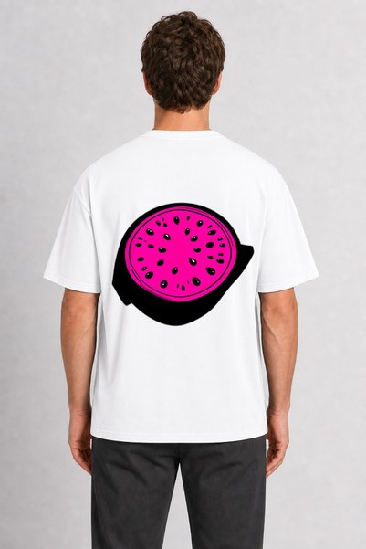 WAKHA Unisex Dragon Fruit Modern Print T-Shirt - White