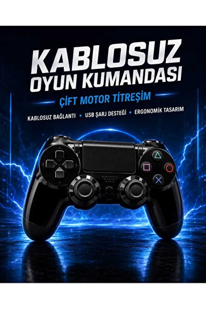 RABERA TECH Kablosuz Oyun Kolu Gamepad Çift Motor Titreşimli USB Şarjlı Siyah