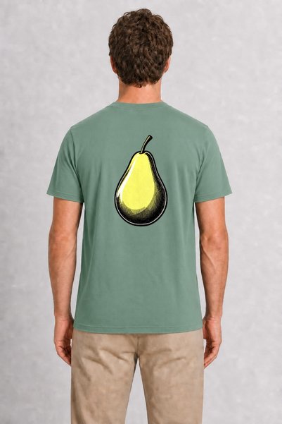 WAKHA Men's Digital Pear Shape Graphic Print T-Shirt with Back Print - Green
