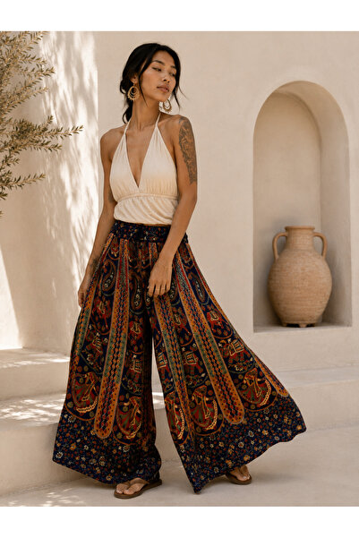 laviyonsa Etnik Desenli Bohem Şalvar Pantolon STD 36-42