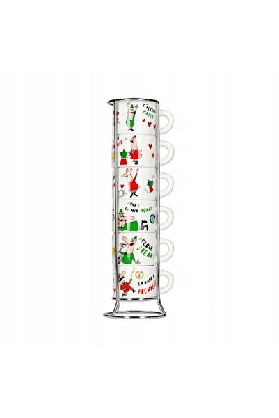 Bialetti Italia Cești de espresso 6 bucăți + suport