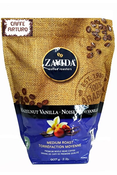 NO BRAND Cafea boabe aromatizată Zavida Hazelnut Vanilla 907 g, cu aromă de a...