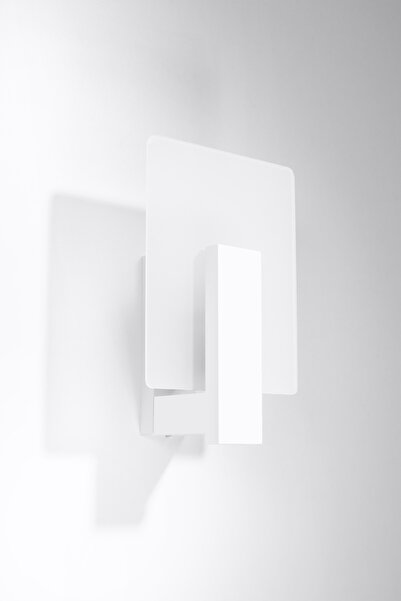 Sollux Lighting Aplica de perete din lemn modernă cu abajur din sticlă albă