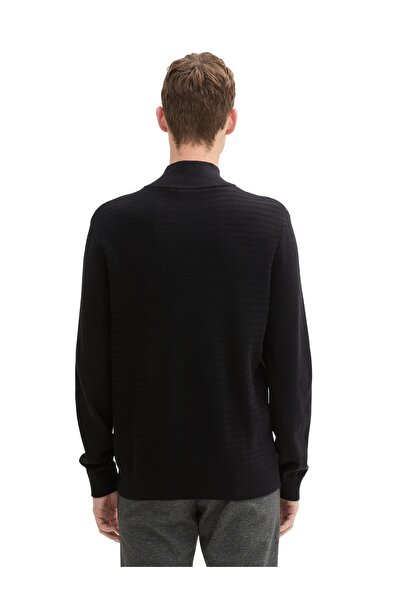 NO BRAND Pulover bărbătesc Tom Tailor Knit troyer într-un mix de texturi, măr...