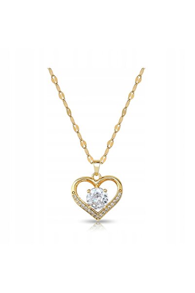 NO BRAND Colier de damă din oțel chirurgical, inimă aurie, elegant, 45cm