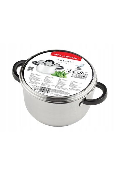 NO BRAND Oală din oțel inoxidabil Florina Antonio, 20 cm, 3,6 L, capac din st...