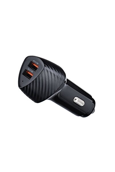 Forcell Încărcător auto Carbon QC 3.0 2xUSB 36W Negru