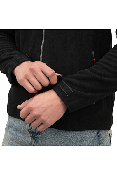 NO BRAND Hanorac cald din fleece pentru bărbați, cu fermoar, negru, Captain M...