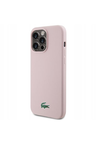 Apple Husă Lacoste LCHMP15XSLOI din silicon roz MagSafe pentru iPhone 15 Pro ...