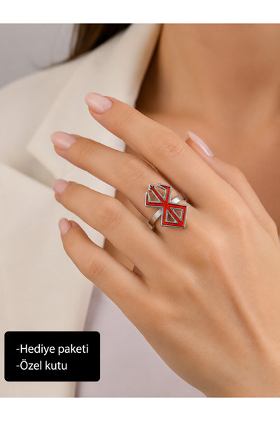 HER ŞEY NOTA www.herseynota.com Metal Ring with Red Symbol Figure – Eye-Catch...