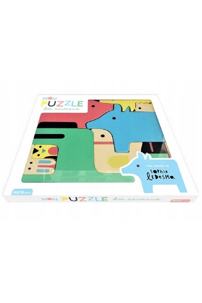 NO BRAND Auzou animale puzzle cuburi figurine din lemn joc de logică