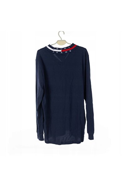 Tommy Jeans Tricou polo bărbătesc albastru cu mâneci lungi XXL