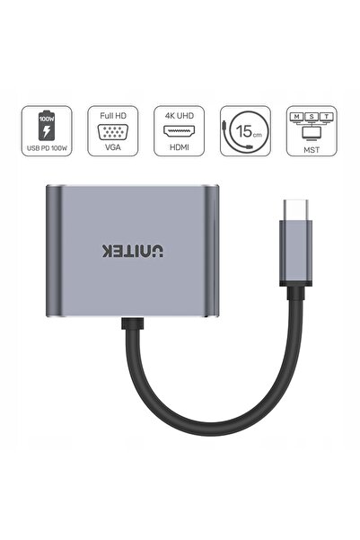 NO BRAND Adaptor USB-C HDMI 4K VGA MST Dual PD 100W USB 3.0