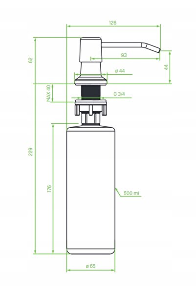 NO BRAND Dozator pentru detergent de vase DROP Laveo 500 ml. OKD_730T